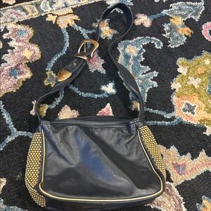 Vintage Navy and Gold Crossbody Bag